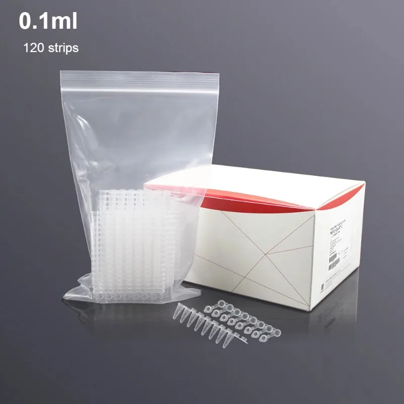 PCR Strip Tubes 0.2ml PCR -8 Centrifuge Tube 0.1ml Ultra-thin Wall DNase-/RNase-free Nonpyrogenic Noncytotoxic 120 Strips