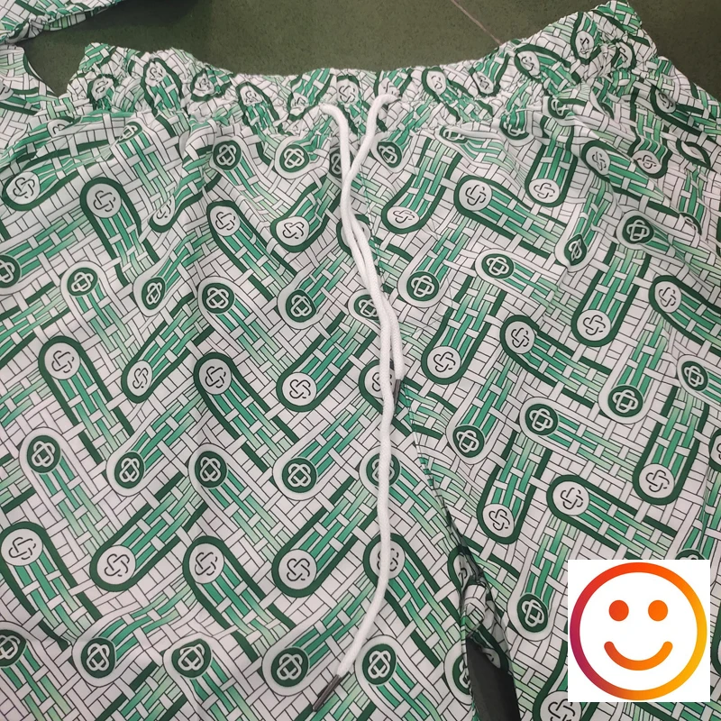 Green Cross Sanskrit Pattern Pocket Shorts Shirt Suit Thin Men Women Hawaii Style Beach Casual Vacation Surf Shirts Set