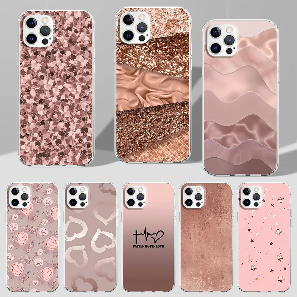 Custodia Love Rose Gold Style Per Apple Iphone 11 13 12 Mini 14 15 Pro Max 7 8 Plus X Xs Xr Cover Trasparente In Tpu Per Telefono