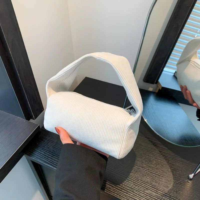 Niche Design Handheld Solid Color Bag for Women's New Corduroy Female  Top-Handle Bag Simple Fresh Cute Versatile Top-Handle Bag