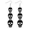 Acrylic Halloween Skull Bat Drop Dangle Earrings Multi-Layered Skull Stacking Earrings for Horror Jewelry Party Festivals Gifts