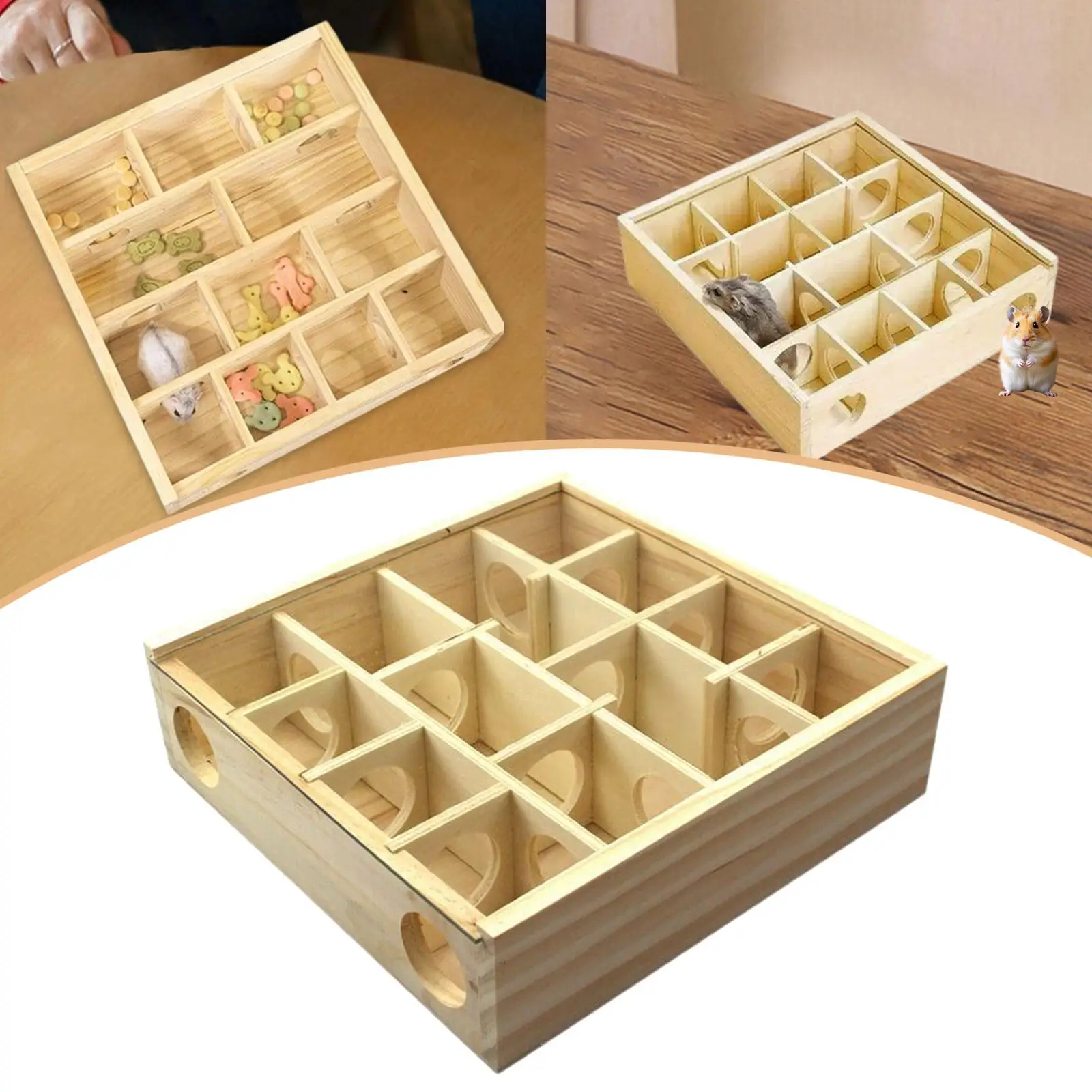 Hamster Maze Puzzle Toy Wooden Play Toys Hamster Cage Hideout Digging Box for Dwarf Hamsters Guinea Pigs Small Animals