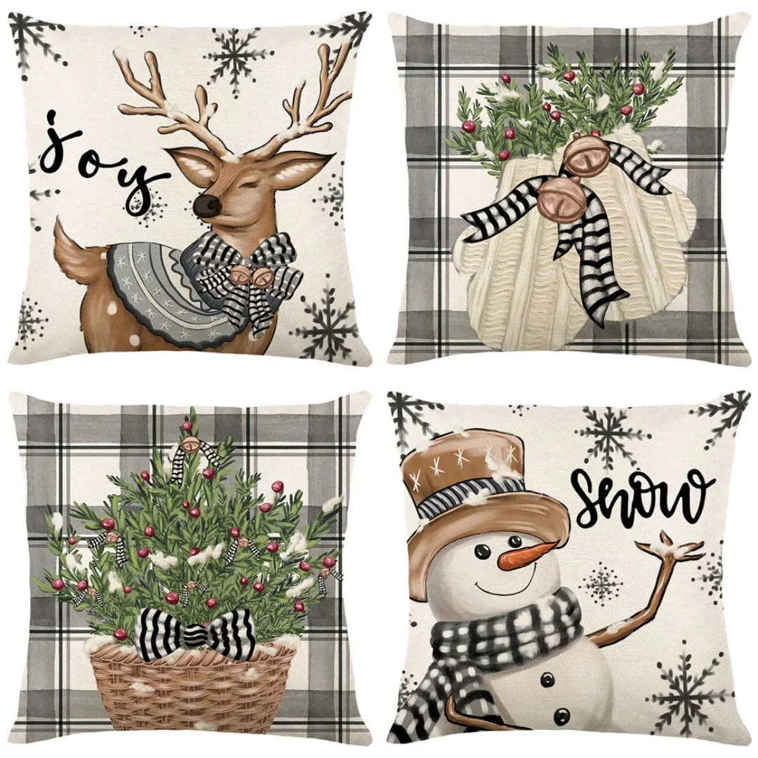 Description Picture 2 of itemLinen Merry Christmas Pillow Cover 45x45cm Throw Pillowcase Winter Christmas Decorations for Home Tree Deer Sofa Cushion Cover