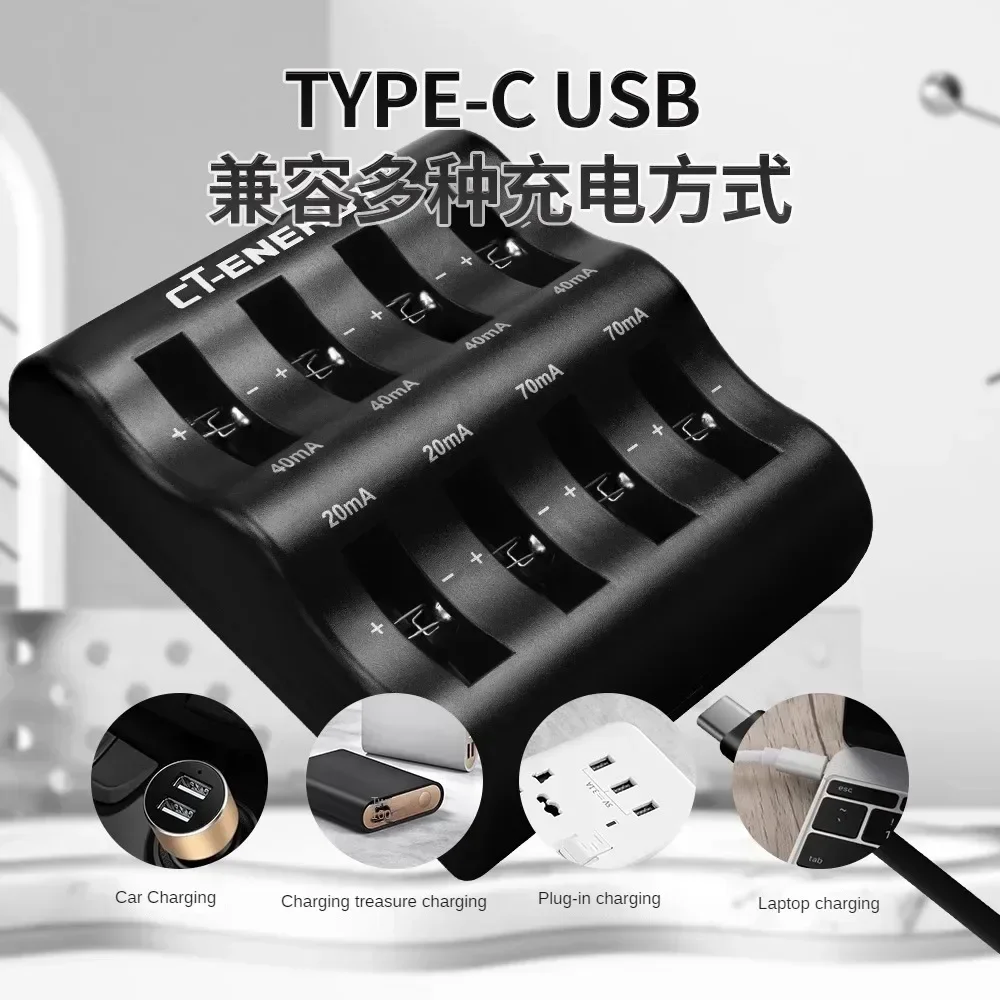 Chargeur 8 emplacements piles bouton Li-ion USB-C