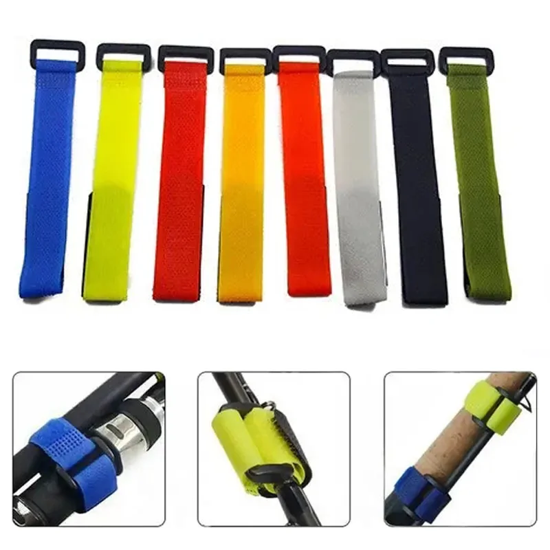 15Pcs Fishing Rod Tie Holder Strap Belt Suspender Fishing Kit Tools  Equipment Accessories Hook Loop Ties Belt Elastic Wrap Bands