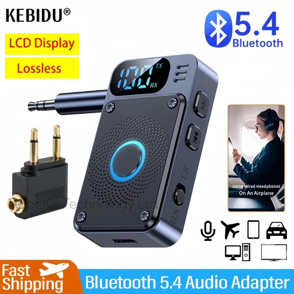 Car Bluetooth 5.4 Audio Receiver Transmitter 3.5mm AUX Wireless Adapter Mic for TV PC Headphone Amplifier