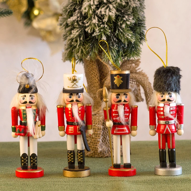 Christmas Decorations Nutcracker Soldier Christmas Tree Ornaments Navidad Wooden Toys For Kids New Year Decorations 12-15cm