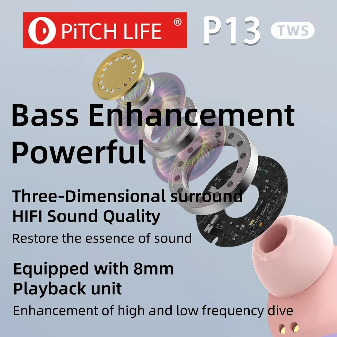 P13 PiTCHLIFE TWS  5.3 ,  ̾ ׷,  ,  , ũ  