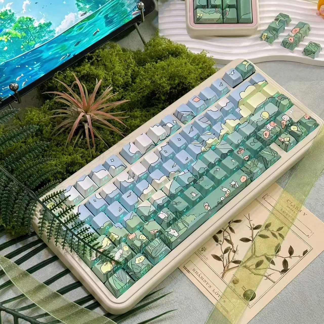 Lotus Pond Moonlight keycaps Chreey Side-print comic style PBT material ...