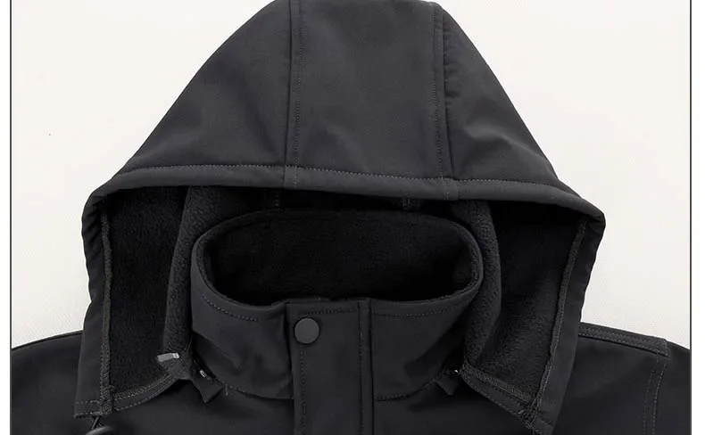 Winter Autumn Tactical Jacket Suit Men Soft Tactical Jackets Waterproof Pants Men Hiking Camping Hood Windbreaker Fleece Jacket 5