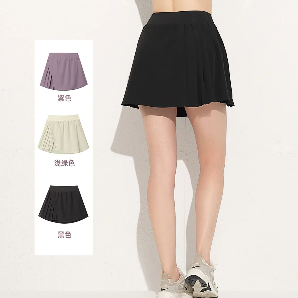 Summer Women Sports Anti Exposure Pleated Table Tennis Skirts Fitness Dry Quick Elastic Athletic Golf Shorts With Pocket