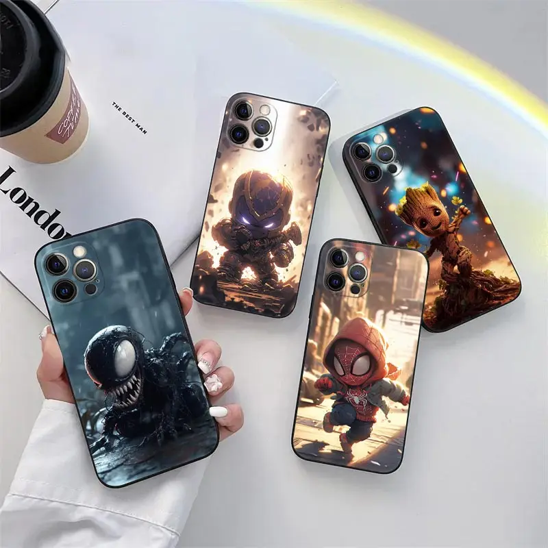 

Marvel Baby Avengers Phone Case for iPhone 11 15 Pro Max Case Coque 14 Plus 13 Pro 12 Mini 11 X XS XR 7 8 SE 2020 TPU Soft Cover