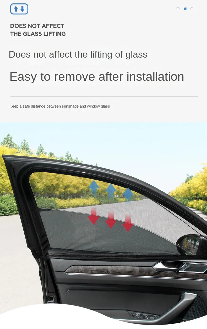 2 Stück Auto-Seitenfenster-Sonnenschutz UV-Schutz-Netz Mückenschutz Sonnenschutz Sichtschutz Faltbarer Vorhang – Detail 8