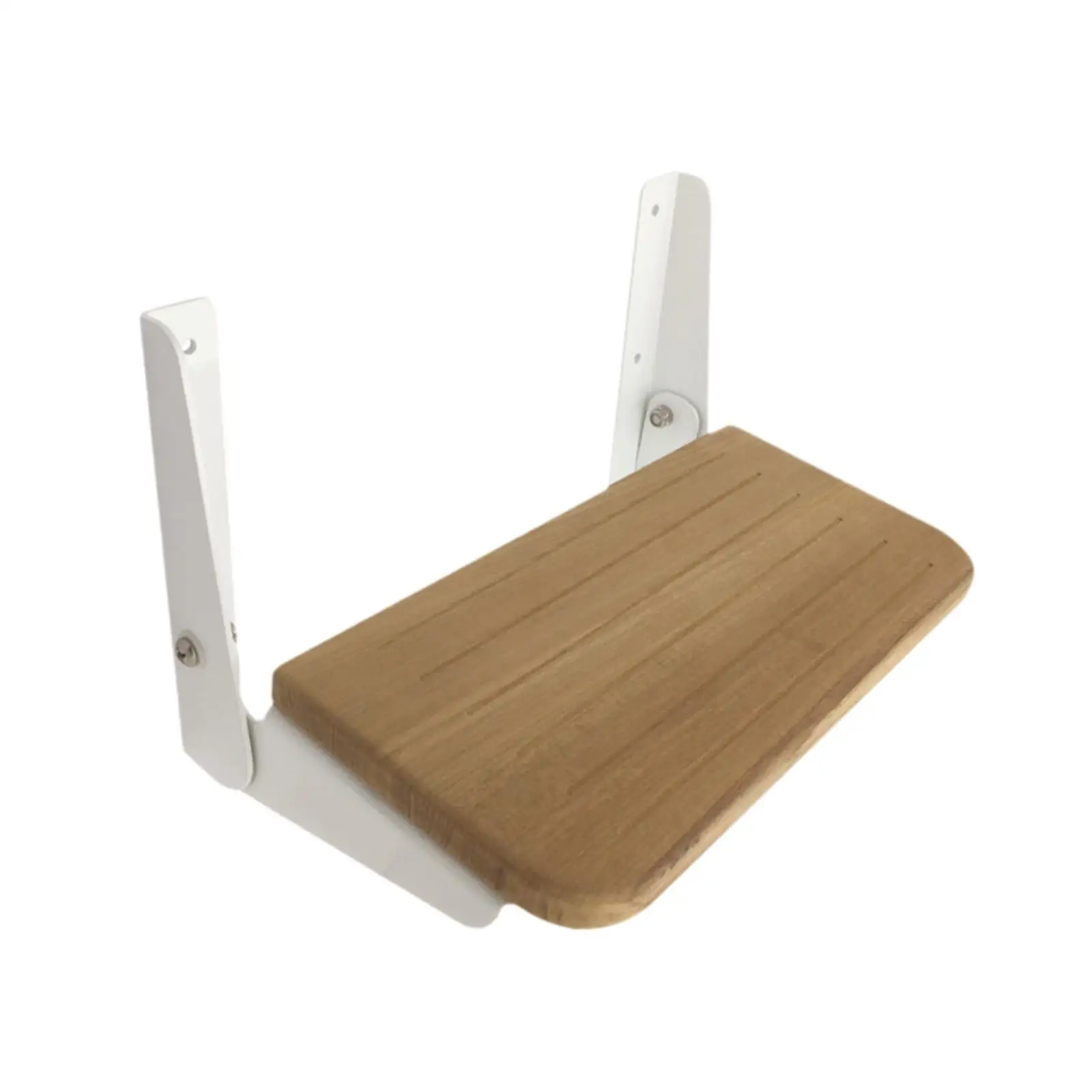 Folding Teak Shower Seat Bench Chair Shower Stool, Folding, Footrest Pedal, Wall Mount for Ships RV Household Home Bathroom