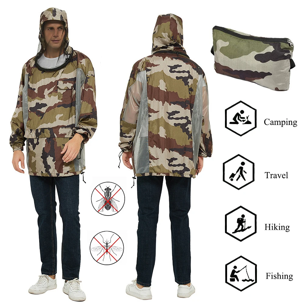 Men Women Children Outdoor Mesh Hooded Anti Mosquito Net Jacket Fishing