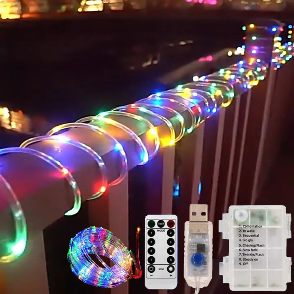 

Street Garland Outdoor Led Festoon Fairy Tube Rope String Lights For Garden Yard New Year 2022 Christmas Decoration5m 10m 15m