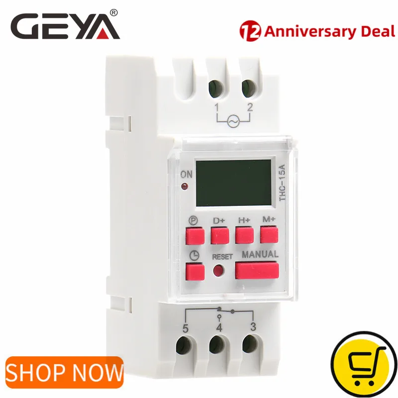 Geya Thc15 Digital Timer Switch Weekly Programmable Timers 16a 12v 24v