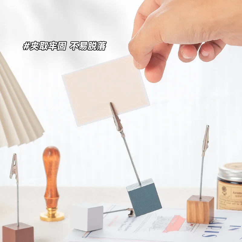 Light Retro Wooden Card Sticky Note Desktop Photo Decorative Clip Fish Clip Message Card Holder 1Pcs