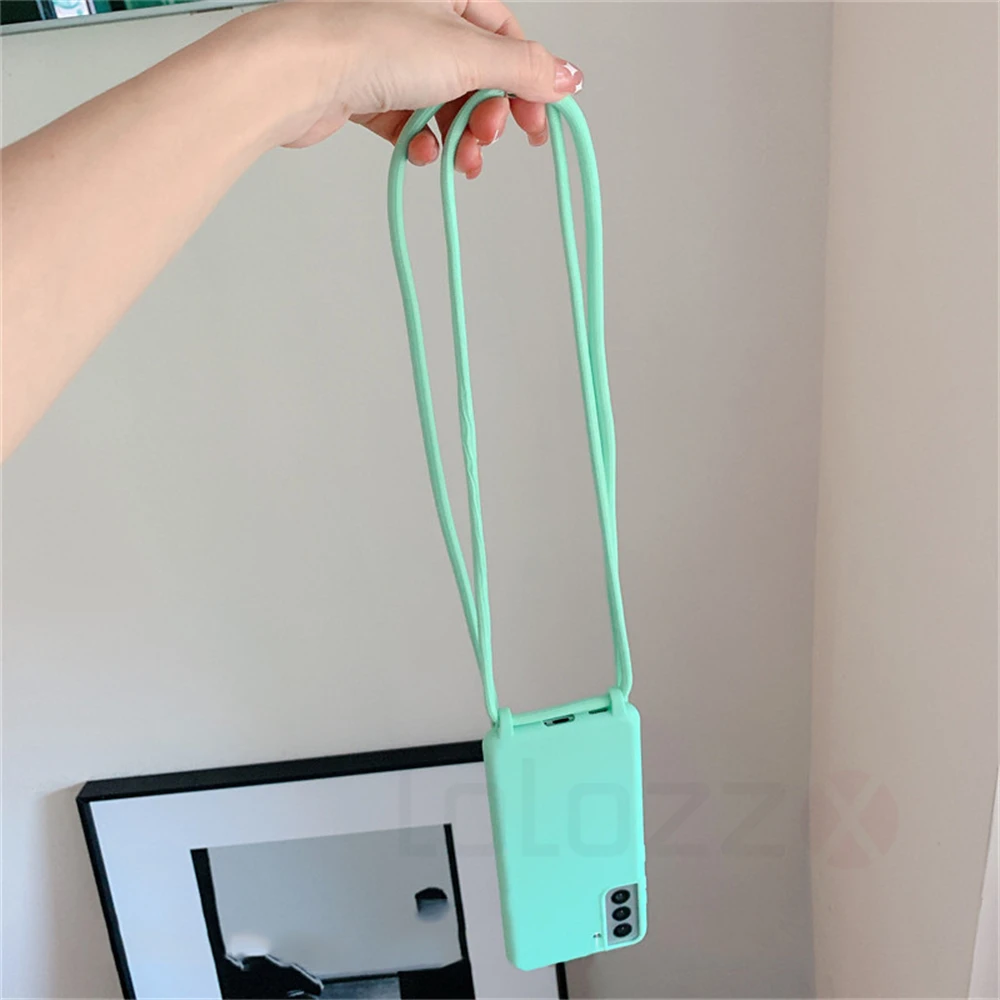 Soft Silicone Lanyard Cord Strap Phone Case with Rope Cover