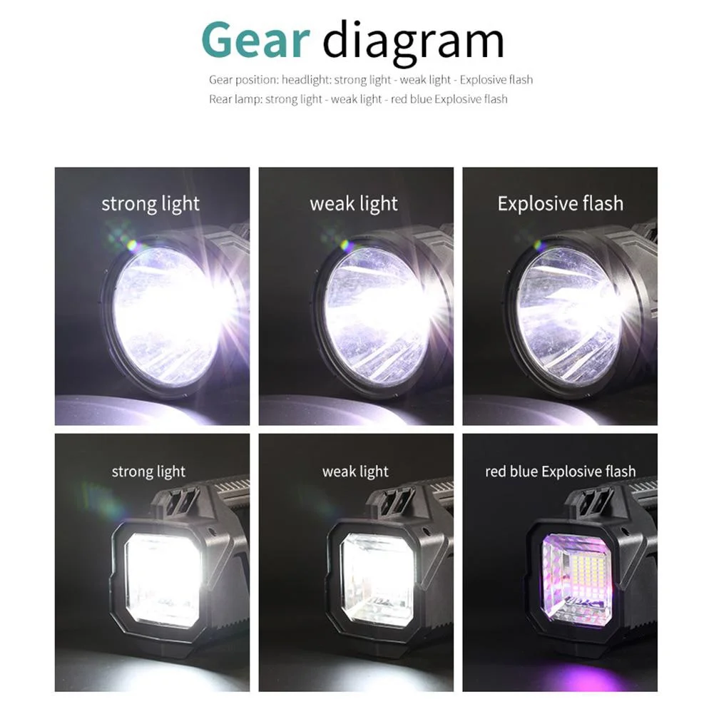 LED Flashlight USB Solar Rechargeable Spotlight Fishing Camping Lantern Tail Double headed Lighting Searchlight Waterproof Torch