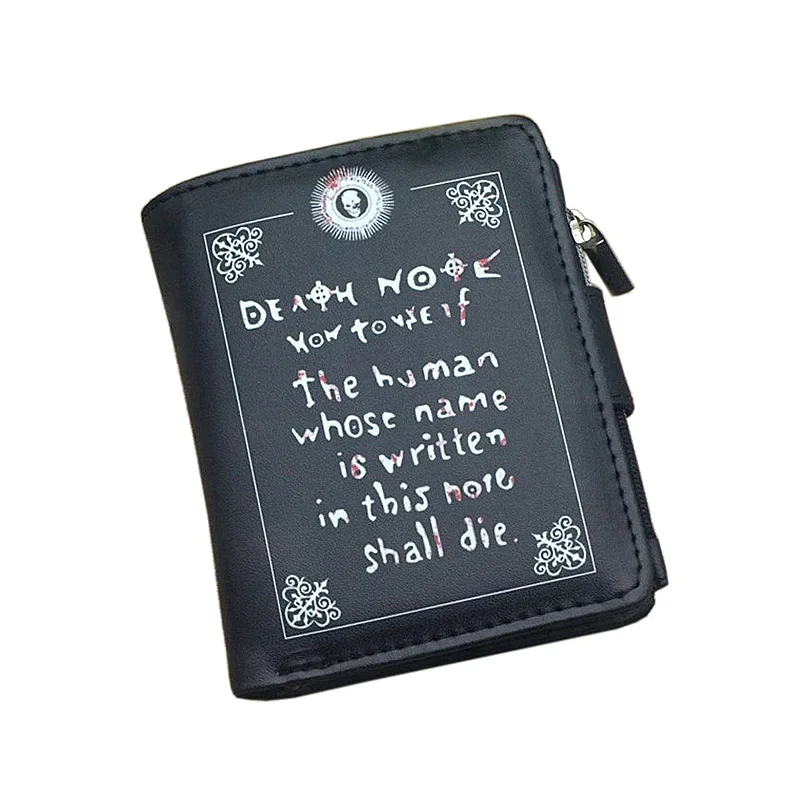 Death Note Anime Black Leather Wallet Men Women Card and Photo Holder Purse Short Design Coin Purse for Cosplay Gift