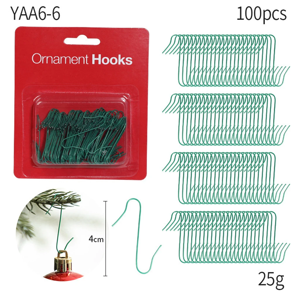100pcs Christmas Ornament S-Shaped Hooks Holders Christmas Tree Ball Pendant Hanging Decoration For Home Navidad New Year