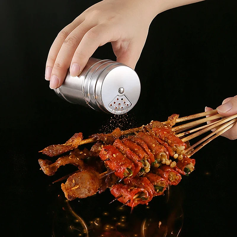 Salt Sugar Bottle Rotating Cover Multi-purpose Stainless Steel Spice Shaker Jar Seasoning Can