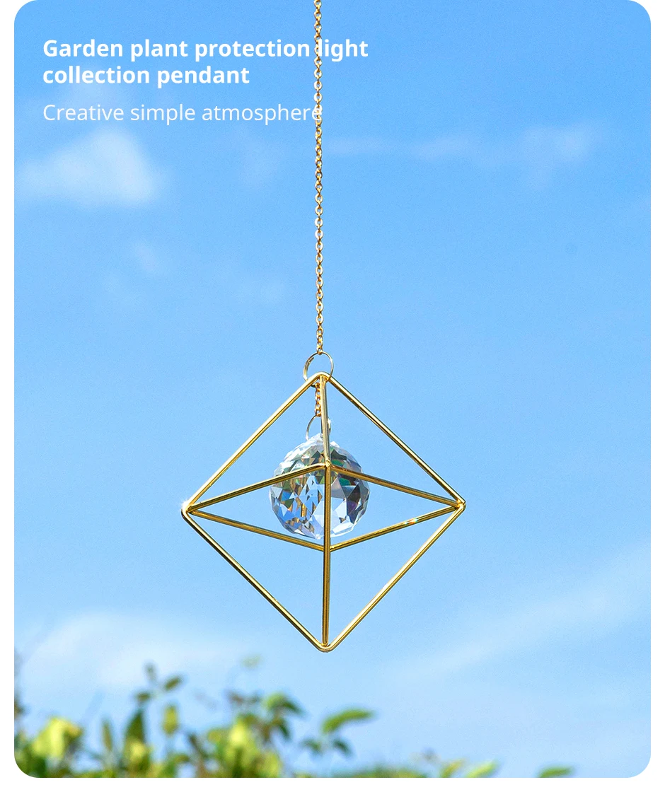 Description Picture 4 of item1 Pc Gold Air Frame Crystal Suncatcher Wind Chime Hanging Indoor Outdoor Garden Lighting Ornaments Wedding Party Decoration