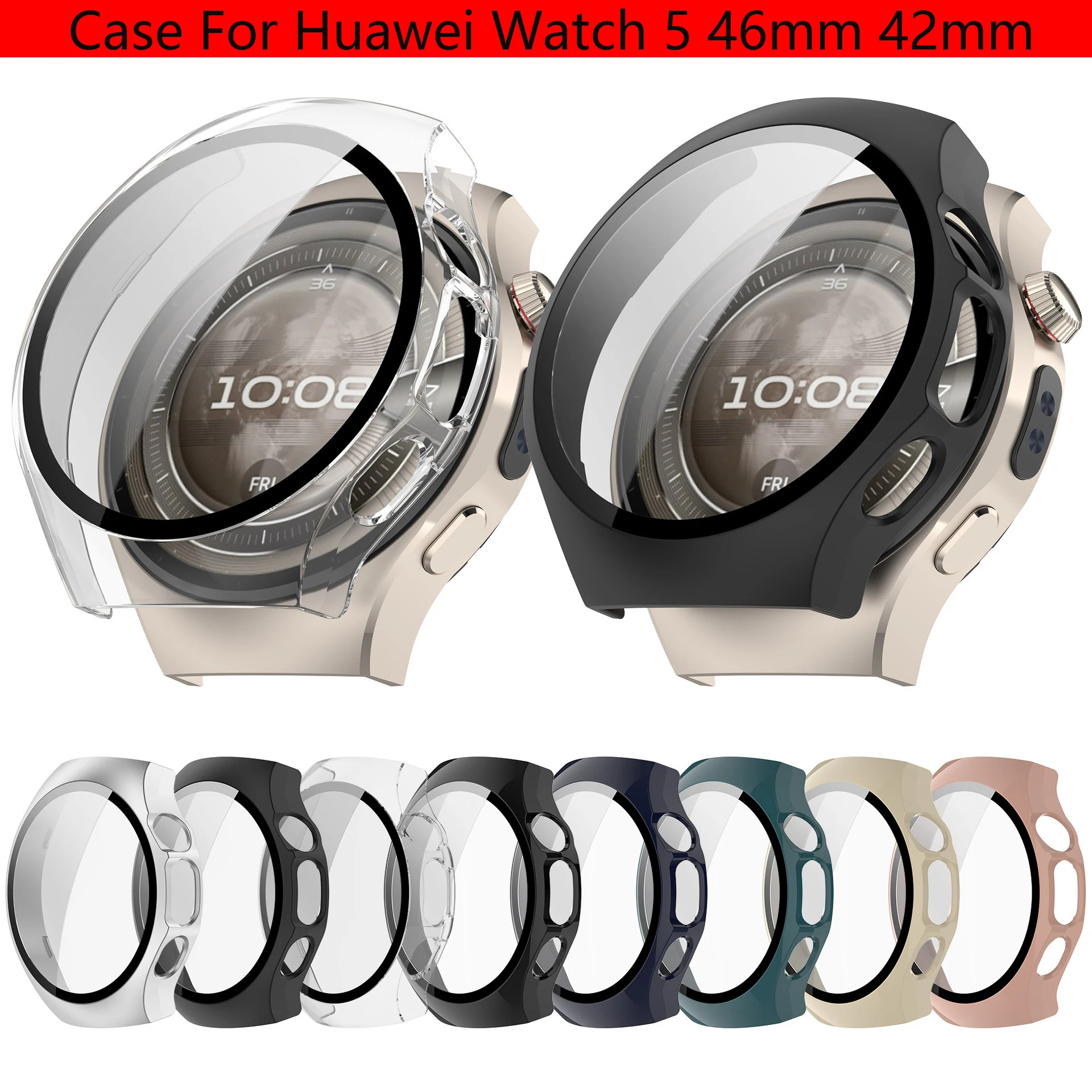Huawei Watch 5 Tempered Glass Protective Case - Anti-Scratch PC Hard Shell Cover