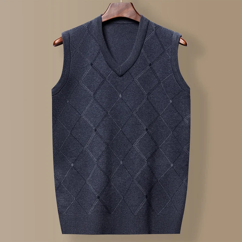 Men Sweater Vests Mens Knitted Vest Thickened Casual Sweater Tank Top Autumn Winter