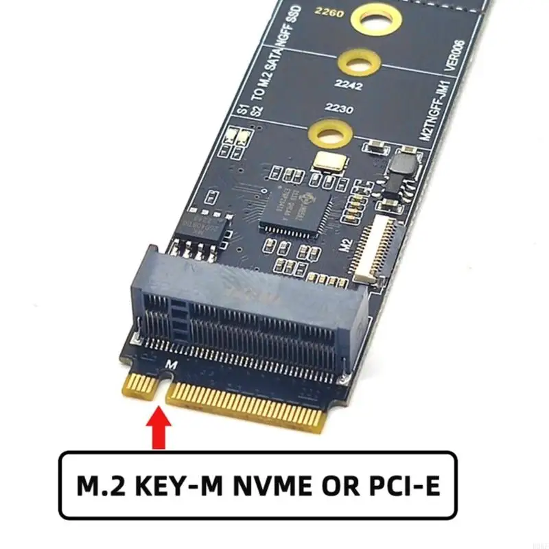 B0KF NGFF NVME to SATA3.0 6Gbps Card Adapter M.2 Key-M PCIE NVME to Expanion Card Riser Converter JMB582 PCIE