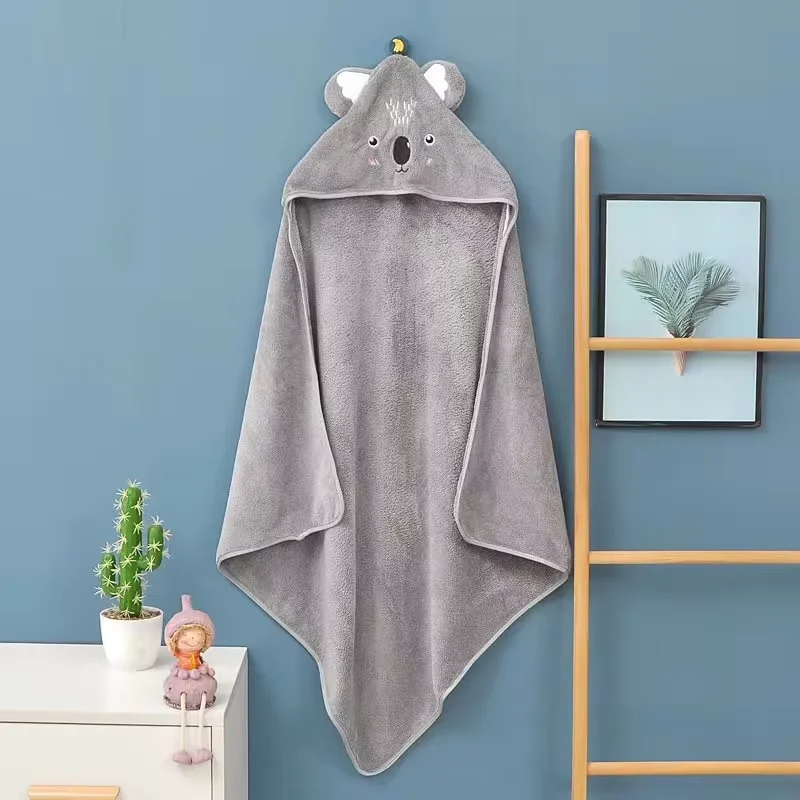 1-Piece Unisex Absorbent Fast Soft Hood Coral Fleece Baby Bath Towel Bathrobe Nightgown Quilt Wrapped Bathroom
