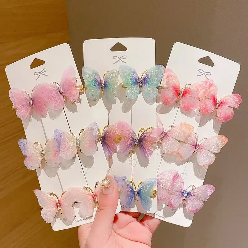 6-piece Set Colorful Butterfly Hair Clips For Women Fashionable Gradient Color Three-dimensional Trendy Hair Accessories hair accessory hair clip