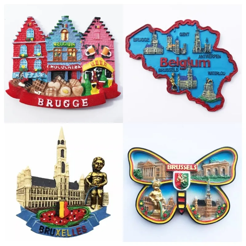 Belgium Fridge Stickers Brugge Brussels Gent Antwerp Dinant Ieper Waterloo Mons Toursit Souvenirs Fridge Magnets Birthday Gifts magnetic fridge magnets magnetic sticker magnetic fridge stickers refrigerator decor