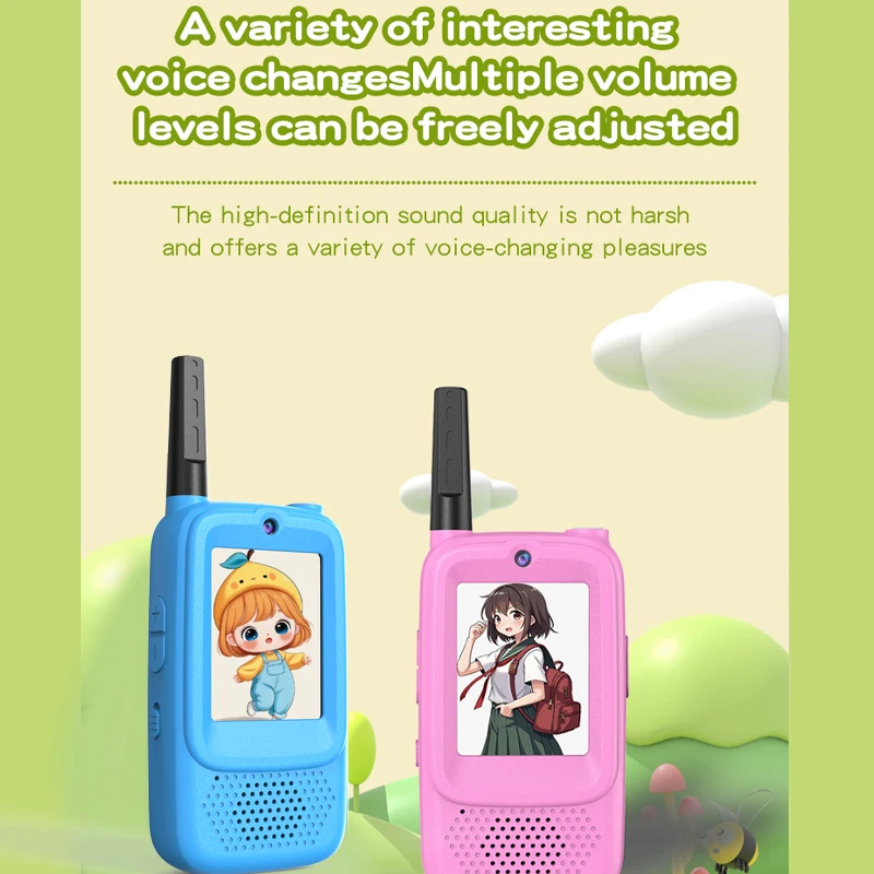 Kids Video Walkie Talkie with 2" HD Screen USB-C Rechargeable One-Click HD Call Intercom For Children Boys Girls Technology Gift