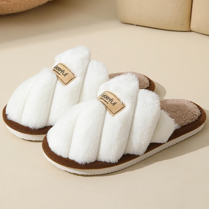 2025 Indoor Home Fur Slippers Women Autumn Winter Non Slip Warm Cotton Shoes Woman Lightweight Flats Fluffy Furry Slides Female