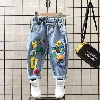 Children's Spring And Autumn Pants Boys Elastic Jeans