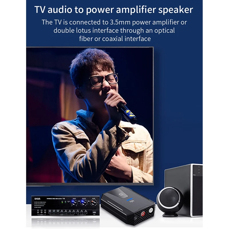 디지털-아날로그 오디오 변환기, 블루투스 5.0, 토스링크 동축 신호, RCA R/L 오디오 디코더 DAC 증폭기 (EU 플러그)