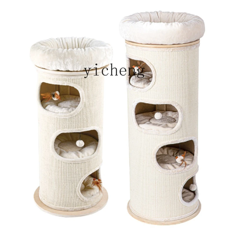 

Xl Cat Climbing Frame Cat Tree Integrated Solid Wood Multi-Layer Sisal Barrel Winter Warm