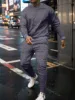 Retro Men's Round Neck Sports Set 3D Pattern Personalized Pullover Long Pants Sports Jogging Youth Fashion Set 3