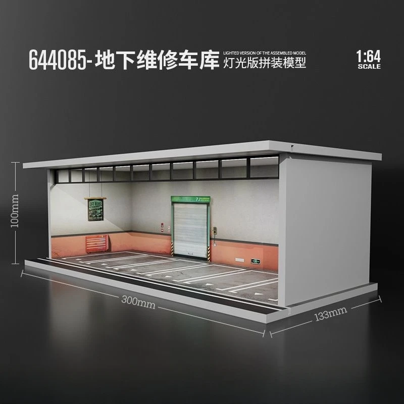 Timemmicro + Moreart Design Originale 1:64 Garage Sotterraneo Tema Garage Versione Di Illuminazione Assemblaggio Modello Di Scena