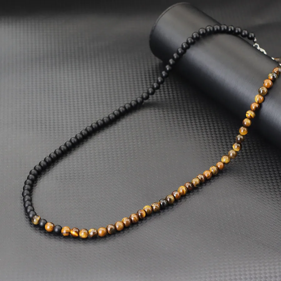 Stainless Steel Tiger Eyes Necklace for Men