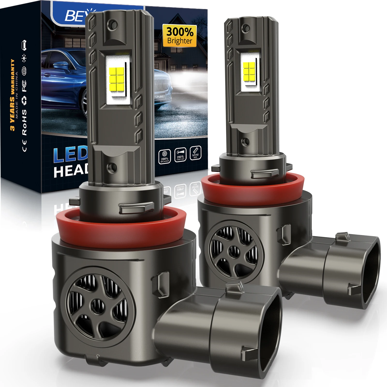 Лампы для противотуманных фар Bevinsee H11 HB3 9005, 9006 лм, 100 Вт, 6000 К