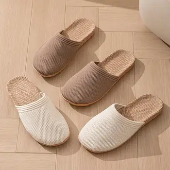 Mesh Casual Slippers Ladies Home Soft Designer Women's Sandals Summer 2025 Hemp Elegant Slides Fashion Indoor Footwear Big Size 1