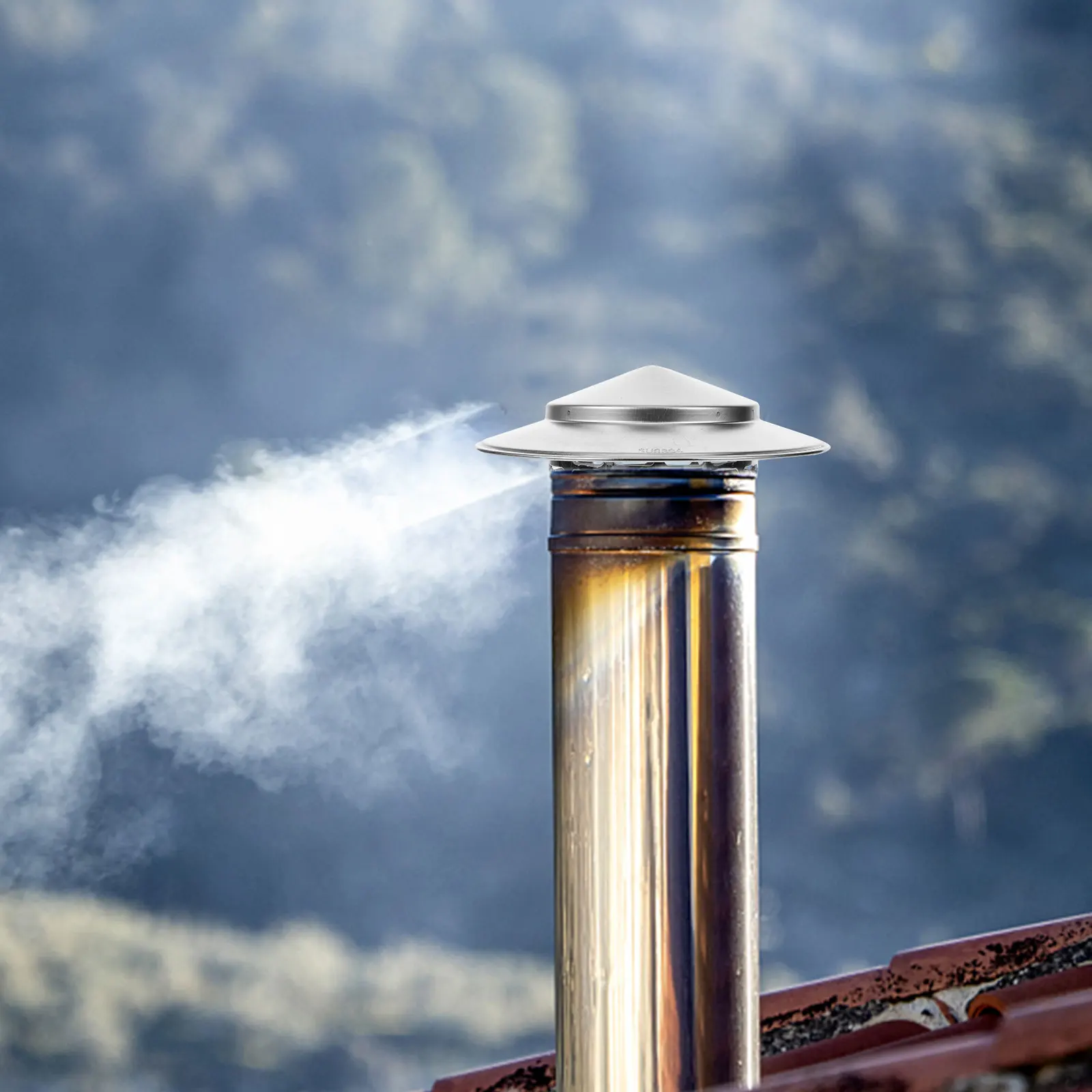 1pc Chimney Cap Chimney Cover Stainless Steel Roof Cap Pipe Rain Stove Exhaust Pipe Rain