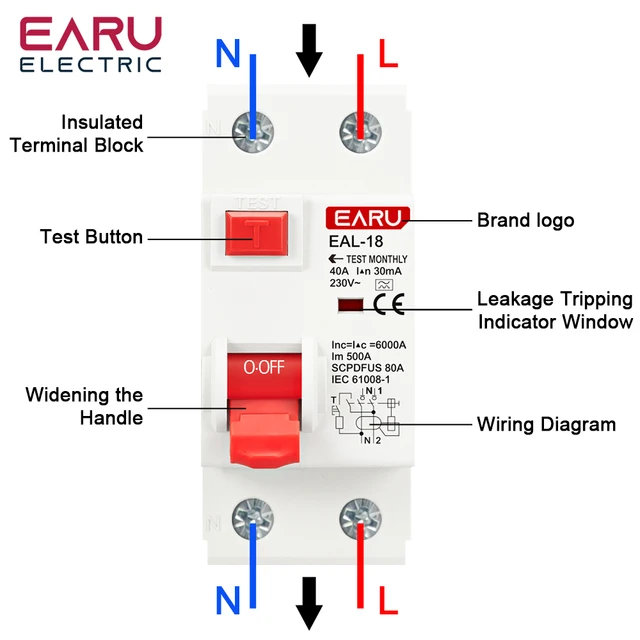 18mm RCBO 1P+N 6KA 30mA 小型過負荷短絡漏電保護電流遮断器 32A 18MM ミニ 230V 50/60Hz 1P+N 6KA  残留電流差動自動サーキットブレーカー過電流漏れ保護 18MM 230V 50/60Hz RCBO 1P+N 6KA 残留電流差動自動サーキットブレーカー  過電流漏れ保護付き(カラー:3 20A 18MM ... C16 30mA 小型残留電流サーキットブレーカー