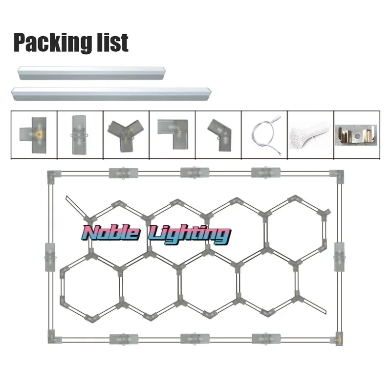 맞춤형 벌집 LED 자동차 디테일링 천장 조명, 육각형 차고 조명, 쇼룸 4S 워크샵 이발소 DIY 재미있는 직송