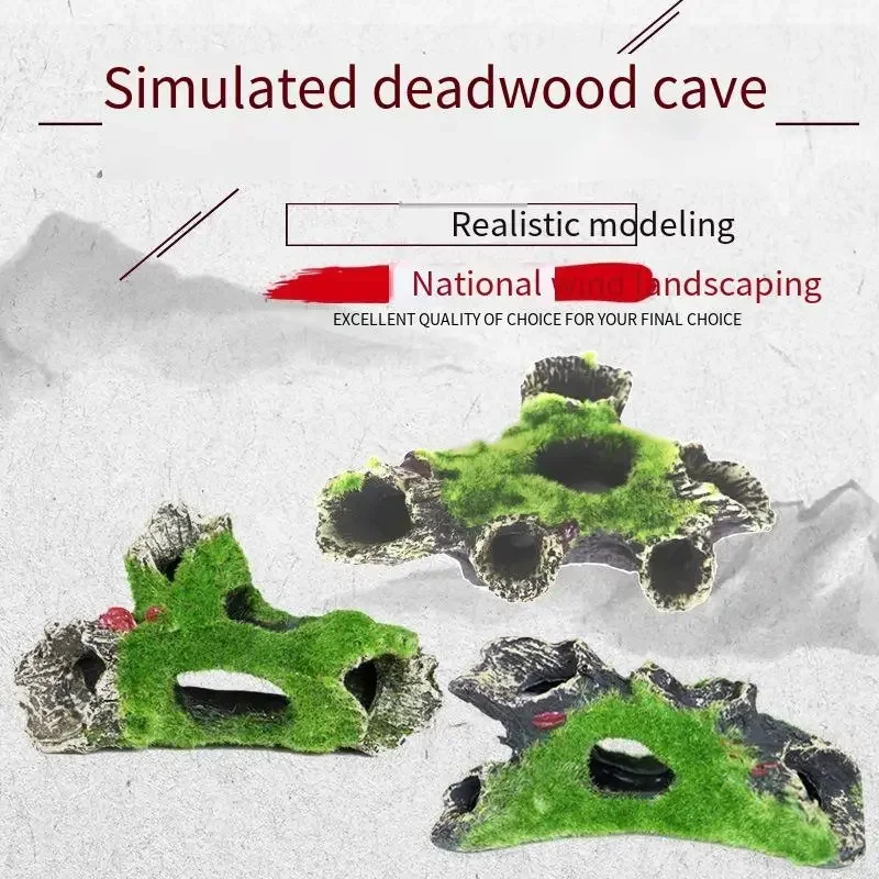 

Украшение для аквариума, мох, дерево, дом из смолы, искусственная кожа и креветка, скрывающий дом, ландшафтный дизайн, аксессуары для украшения