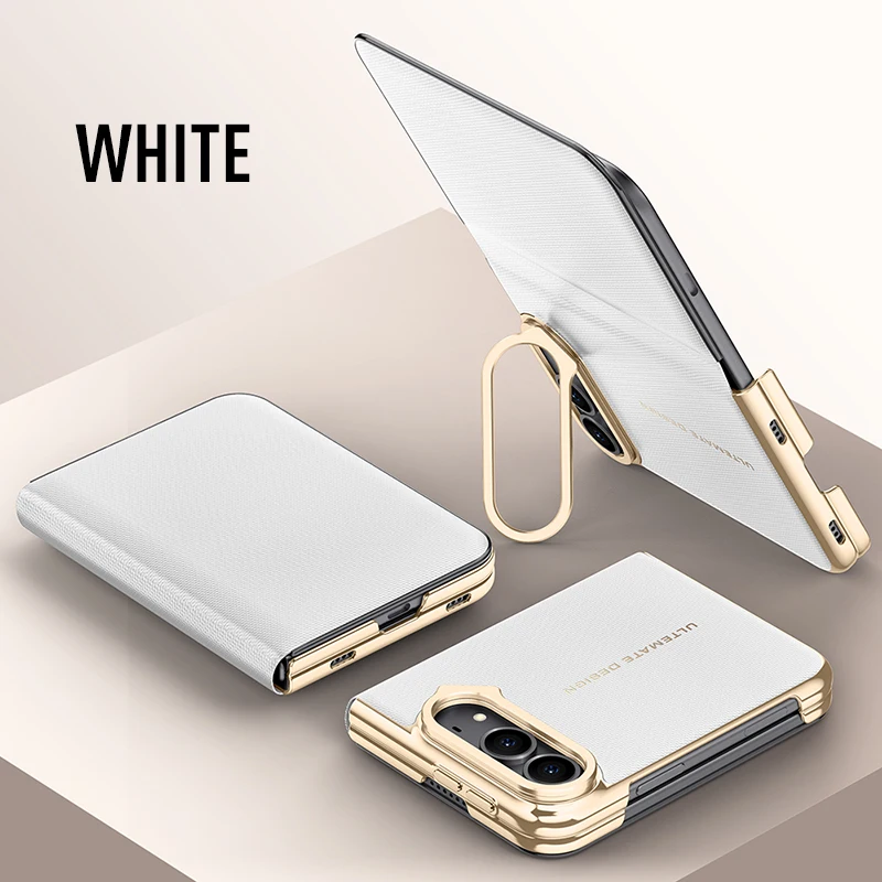 Leather Flip Cover with Metal Lens Holder - All-Inclusive Protective Folding Case