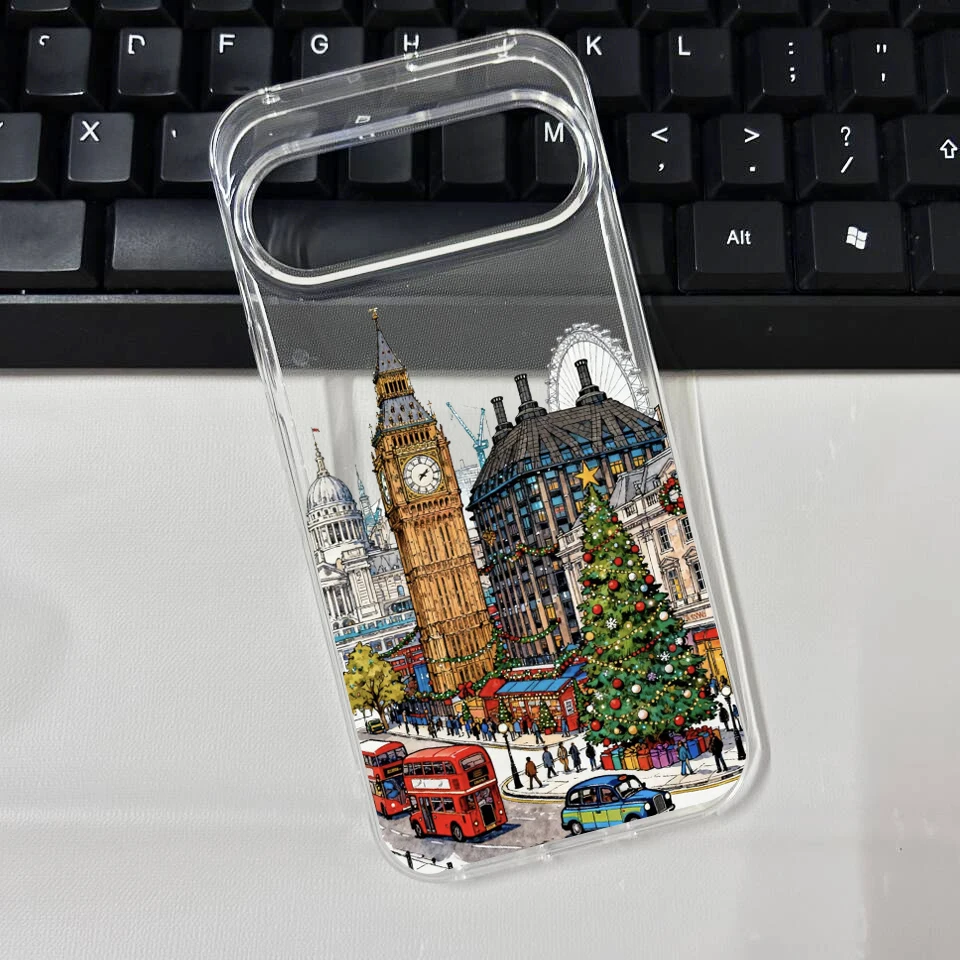 Cute Winter Snow Christmas Tree Graphic Clear Phone Case